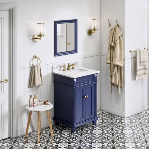 Image of Jeffrey Alexander Douglas Transitional 24" Hale Blue Single Undermount Sink Vanity With Marble Top | VKITDOU24BLWCR VKITDOU24BLWCR