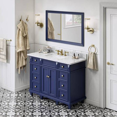 Image of Jeffrey Alexander Douglas Transitional 48" Hale Blue Single Undermount Sink Vanity With Marble Top | VKITDOU48BLWCR VKITDOU48BLWCR