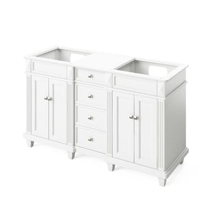 Jeffrey Alexander Douglas Transitional 60" White Double Undermount Sink Vanity With Marble Top | VKITDOU60WHWCR VKITDOU60WHWCR