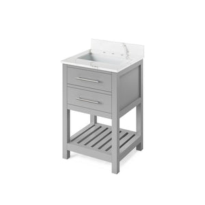 Jeffrey Alexander Wavecrest Contemporary 24" Grey Single Undermount Sink Vanity With Quartz Top | VKITWAV24GRCQR VKITWAV24GRCQR