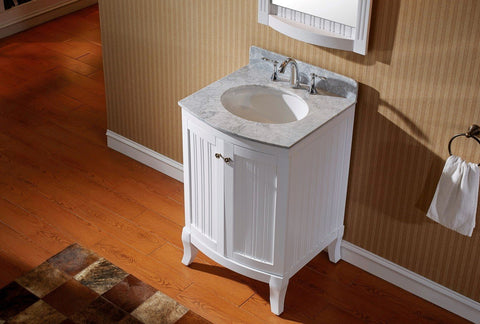 Image of Khaleesi 24" Single Bathroom Vanity in White with Marble Top ES-52024-WMRO-WH
