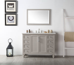 Legion WH7548-WG 48" SINK VANITY WITH QUARTZ TOP-NO FAUCET - WARM GREY WH7548-WG