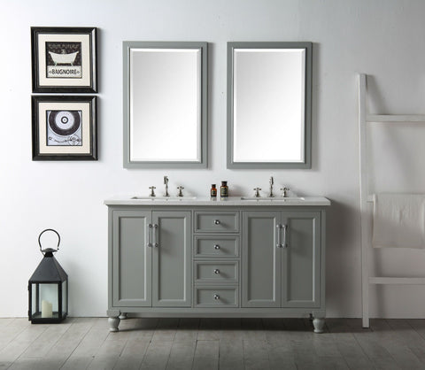 Image of Legion WH7560-CG 60" SINK VANITY WITH QUARTZ TOP-NO FAUCET - COOL GREY WH7560-CG