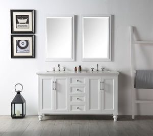 Legion WH7560-W 60" SINK VANITY WITH QUARTZ TOP-NO FAUCET - WHITE WH7560-W