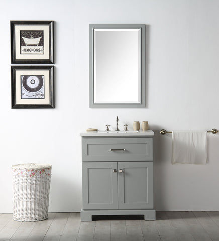 Image of Legion WH7630-CG 30" SINK VANITY WITH QUARTZ TOP-NO FAUCET - COOL GREY WH7630-CG