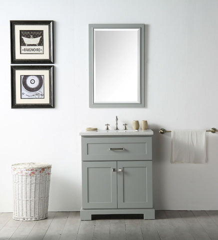 Image of Legion WH7630-CG 30" SINK VANITY WITH QUARTZ TOP-NO FAUCET - COOL GREY WH7630-CG