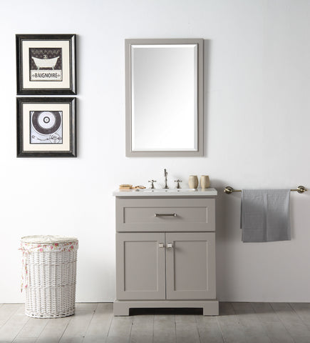 Image of Legion WH7630-WG 30" SINK VANITY WITH QUARTZ TOP-NO FAUCET - WARM GREY WH7630-WG