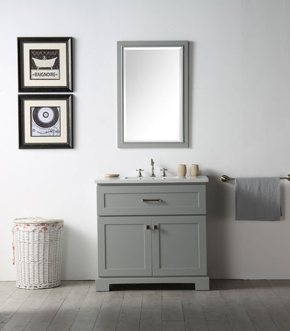 Image of Legion WH7636-CG 36" SINK VANITY WITH QUARTZ TOP-NO FAUCET - COOL GREY WH7636-CG