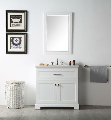 Image of Legion WH7636-W 36" SINK VANITY WITH QUARTZ TOP-NO FAUCET - WHITE WH7636-W