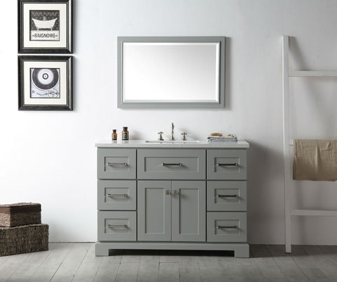 Image of Legion WH7648-CG 48" SINK VANITY WITH QUARTZ TOP-NO FAUCET - COOL GREY WH7648-CG