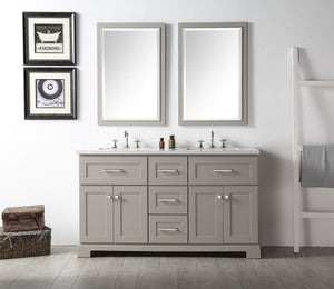 Legion WH7660-WG 60" SINK VANITY WITH QUARTZ TOP-NO FAUCET - WARM GREY WH7660-WG