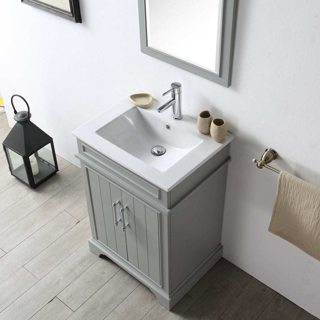 Legion WH7724-CG 24" SINK VANITY WITH CERAMIC TOP-NO FAUCET - COOL GREY WH7724-CG