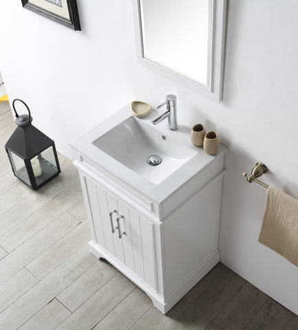Image of Legion WH7724-W 24" SINK VANITY WITH CERAMIC TOP-NO FAUCET - WHITE WH7724-W