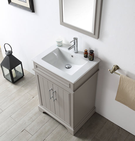 Image of Legion WH7724-WG 24" SINK VANITY WITH CERAMIC TOP-NO FAUCET - WARM GREY WH7724-WG