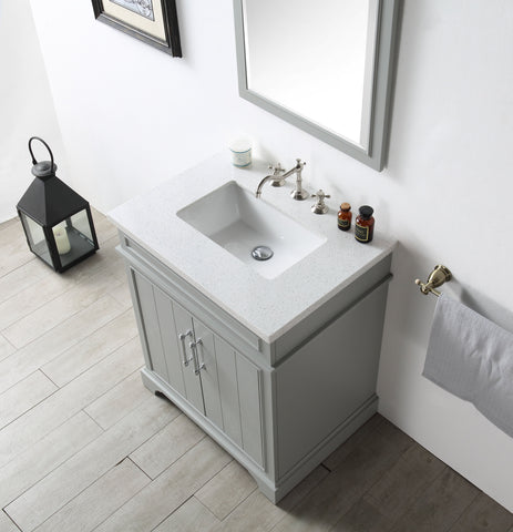 Image of Legion WH7730-CG 30" SINK VANITY WITH QUARTZ TOP-NO FAUCET - COOL GREY WH7730-CG