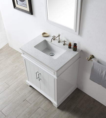 Image of Legion WH7730-W 30" SINK VANITY WITH QUARTZ TOP-NO FAUCET - WHITE WH7730-W