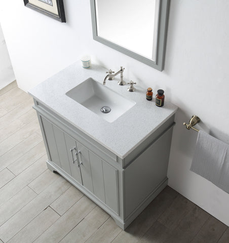 Image of Legion WH7736-CG 36" SINK VANITY WITH QUARTZ TOP-NO FAUCET - COOL GREY WH7736-CG