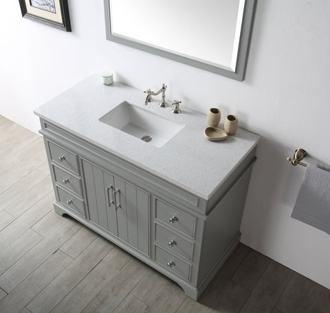 Image of Legion WH7748-CG 48" SINK VANITY WITH QUARTZ TOP-NO FAUCET - COOL GREY WH7748-CG