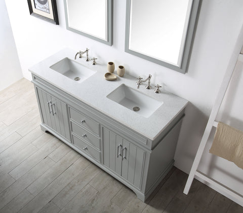 Image of Legion WH7760-CG 60" SINK VANITY WITH QUARTZ TOP-NO FAUCET - COOL GREY WH7760-CG