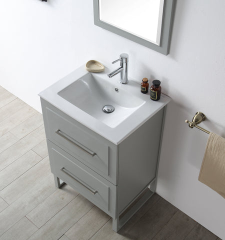 Image of Legion WH7824-CG 24" SINK VANITY WITH CERAMIC TOP-NO FAUCET - COOL GREY WH7824-CG