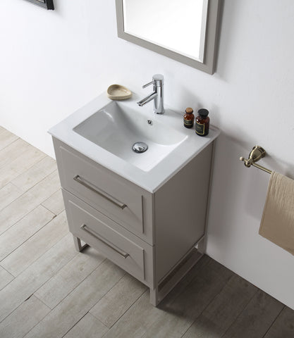 Image of Legion WH7824-WG 24" SINK VANITY WITH CERAMIC TOP-NO FAUCET - WARM GREY WH7824-WG