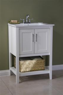 Legion WLF6020-W-BS 24" SINK VANITY WITH BASKET WITHOUT FAUCET - White WLF6020-W-BS