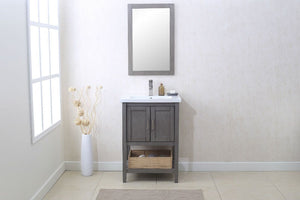 Legion WLF6021-SG 24" SILVER GRAY SINK VANITY WITH MIRROR, UPC FAUCET AND BASKET - Silver gray WLF6021-SG