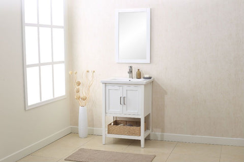 Image of Legion WLF6021-W 24" WHITE SINK VANITY WITH MIRROR, UPC FAUCET AND BASKET - White WLF6021-W