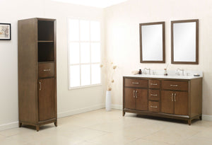 Legion WLF7030-60 60" ANTIQUE COFFEE SINK VANITY WITH QUARTZ TOP, NO FAUCET - ANTIQUE COFFEE WLF7030-60
