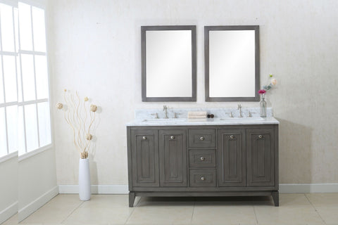 Image of Legion WLF7034-60 60" SILVER GRAY SINK VANITY CABINET MATCH WITH WLF6036-61 TOP, NO FAUCET - SILVER GRAY WLF7034-60