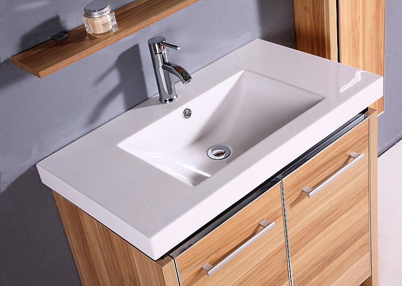 Legion WTH0932 SINK VANITY  WITH MIRROR AND SIDE CABINET - NO FAUCET - Light Maple WTH0932