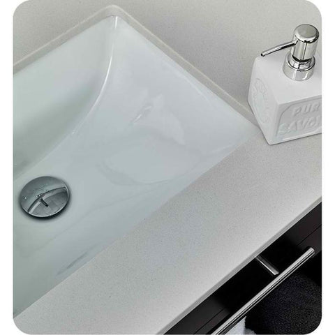 Image of Lucera 24" Espresso Modern Wall Hung Undermount Sink Vanity w/ Medicine Cabinet