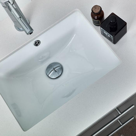 Image of Lucera 30" Gray Modern Wall Hung Undermount Sink Vanity w/ Medicine Cabinet