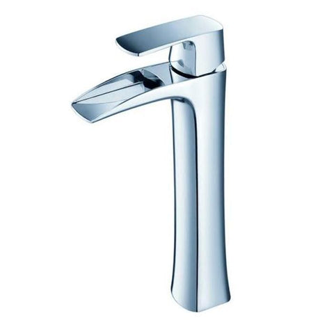 Image of Lucera 36" Gray Modern Wall Hung Vessel Sink Modern Bathroom Vanity - Left Offset FVN6136WH-VSL-L-FFT3072CH