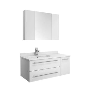 Lucera 36" White Modern Wall Hung Undermount Sink Vanity- Left Offset FVN6136WH-UNS-L-FFT1030BN