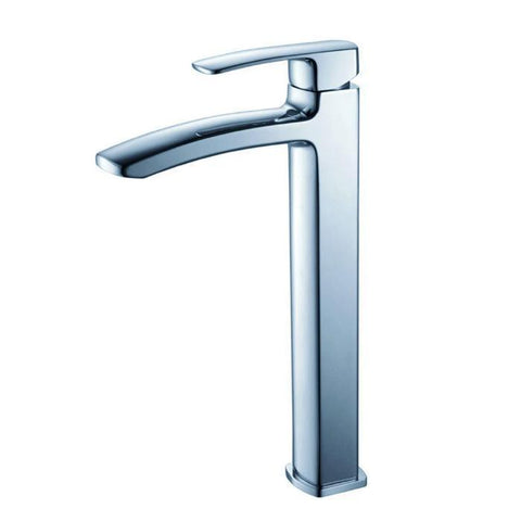 Image of Lucera 36" White Modern Wall Hung Vessel Sink Modern Bathroom Vanity - Right Offset FVN6136WH-VSL-L-FFT9162CH