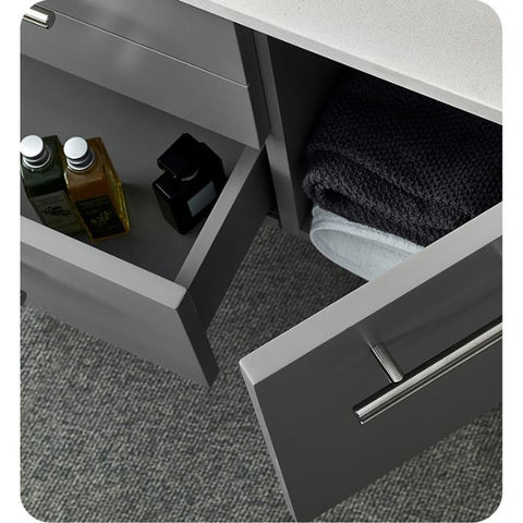 Image of Lucera 42" Gray Modern Wall Hung Vessel Sink Modern Vanity w/ Medicine Cabinet