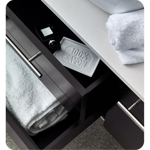Image of Lucera 48" Espresso Modern Wall Hung Vessel Sink Modern Vanity w/ Medicine Cabinet