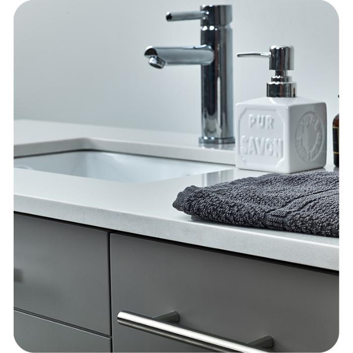 Lucera 48" Gray Modern Wall Hung Undermount Sink Vanity w/ Medicine Cabinet