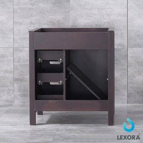 Image of Marsyas 30" Brown Single Vanity | White Quartz Top | White Square Sink and 28" Mirror