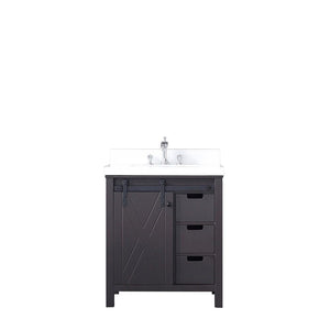 Marsyas 30" Brown Single Vanity | White Quartz Top | White Square Sink and no Mirror