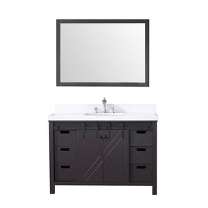 Marsyas 48" Brown Single Vanity | White Quartz Top | White Square Sink and 44" Mirror