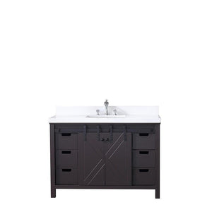 Marsyas 48" Brown Single Vanity | White Quartz Top | White Square Sink and no Mirror