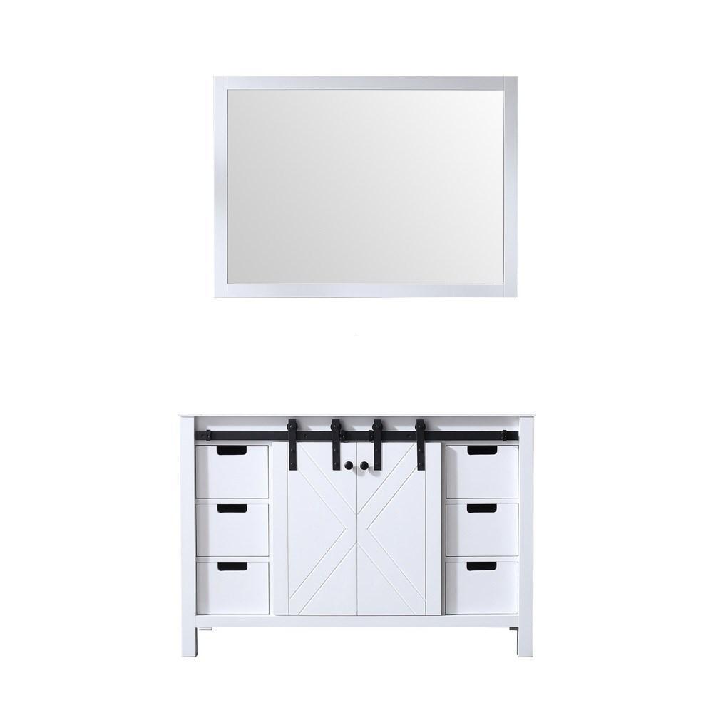 Marsyas 48" White Single Vanity | no Top and 44" Mirror