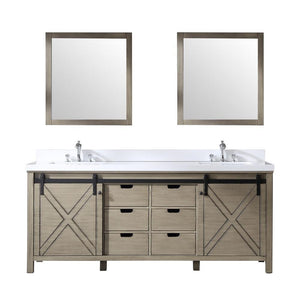 Marsyas 80" Ash Grey Double Vanity Ash Grey | White Quartz Top | White Square Sinks and 30" Mirrors