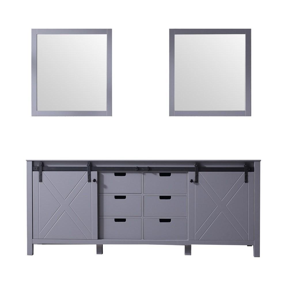 Marsyas 80" Dark Grey Double Vanity | no Top and 30" Mirrors