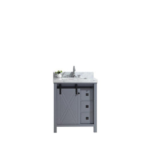 Marsyas Veluti 30" Dark Grey Single Vanity | White Carrara Marble Top | White Square Sink and no Mirror