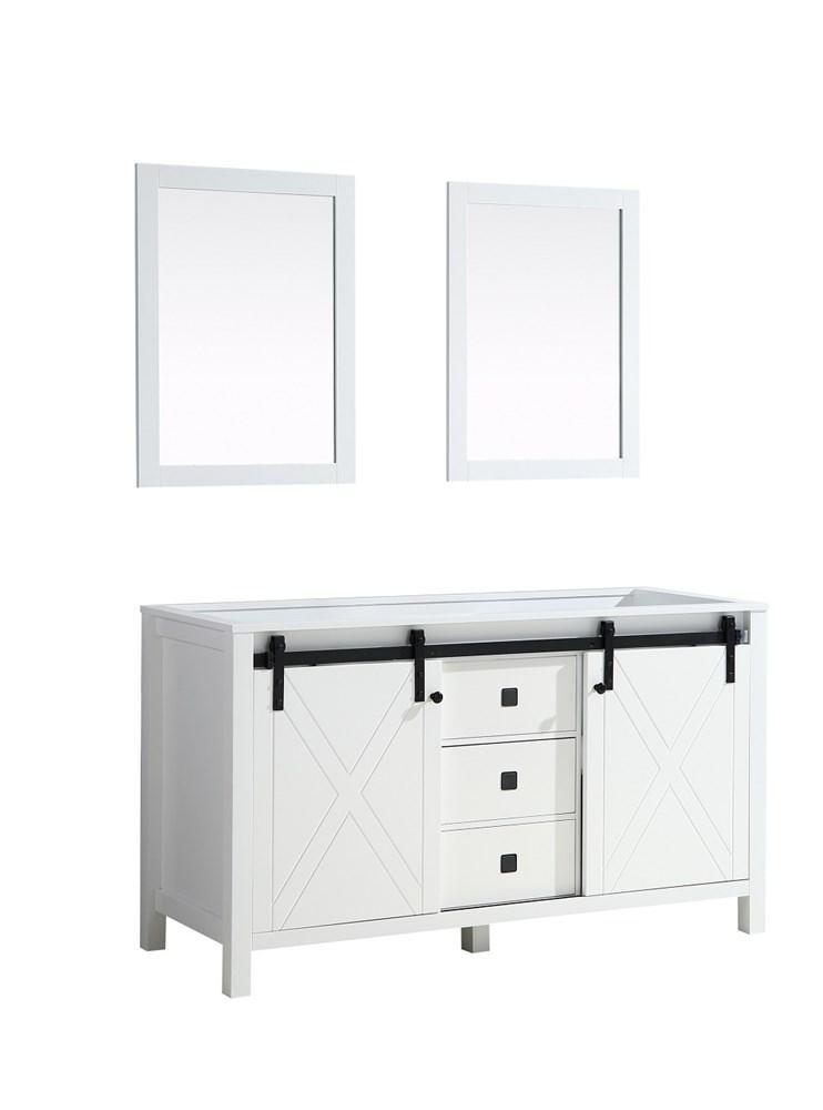 Marsyas Veluti 60" White Double Vanity | no Top and 24" Mirrors