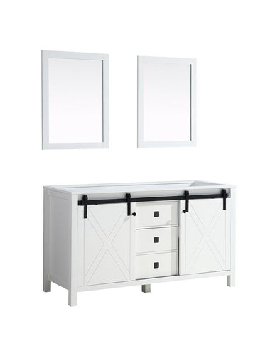 Image of Marsyas Veluti 60" White Double Vanity | no Top and 24" Mirrors