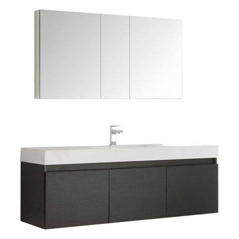 Image of Mezzo 60" Wall Hung Vanity FVN8041BW-FFT3071CH